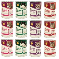 Daisy Premium Mix Biftekli Kuzu Etli Tavuk Etli  Kedi Konservesi 12 Adet 400 Gr