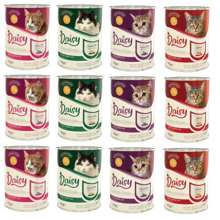 Daisy Premium Mix Biftekli Kuzu Etli Tavuk Etli  Kedi Konservesi 12 Adet 400 Gr