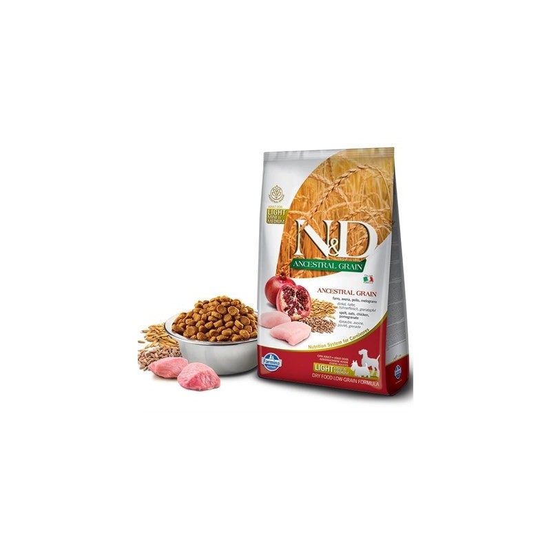 N&D Ancestral Graın Lıght Tavuk, K.Buğday&Nar Adult Med&Maxı 2,5Kg