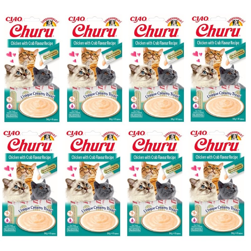 Churu Cream Tavuklu ve Yengeçli Kedi Ödül Kreması 4x8 Paket
