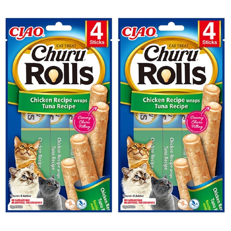 Churu Rols Sticks Tavuk  ve Ton Balıklı Kedi Ödül Maması 4x2 Adet