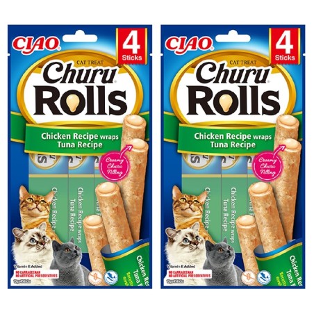 Churu Rols Sticks Tavuk  ve Ton Balıklı Kedi Ödül Maması 4x2 Adet