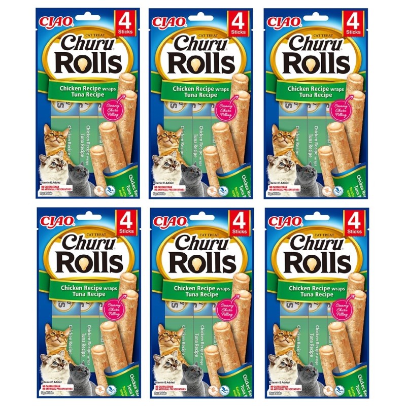 Churu Rols Sticks Tavuk  ve Ton Balıklı Kedi Ödül Maması 4x6 Adet
