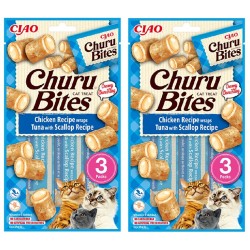 Churu Bites Tavuk,Deniz Taraklı ve Ton Balıklı Kedi Ödül Maması 3x2 Paket