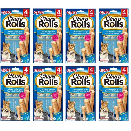 Churu Rols Sticks  Tavuk Sargılı ve Ton Balıklı Kedi Ödül Maması 4x8 Adet
