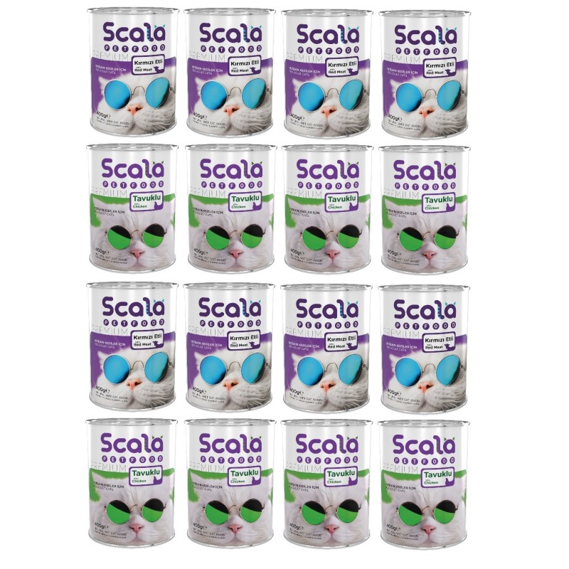 Scala Yetişkin Mix Kedi Maması Konservesi 12 Adet  400 gr