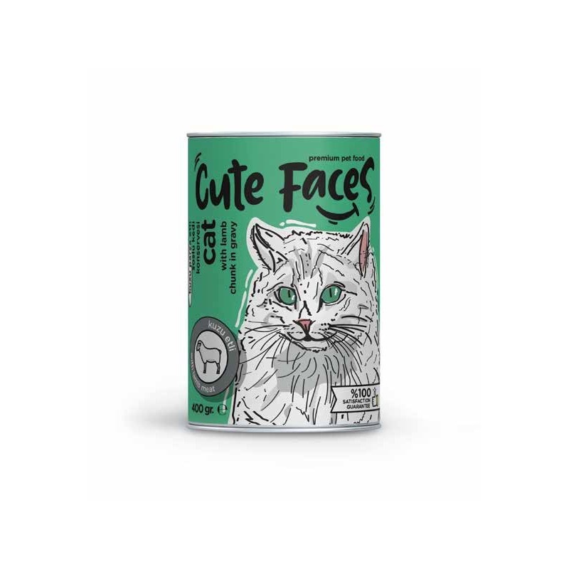 Cute Faces Kuzu Parça Etli Soslu Yetişkin Kedi Konservesi 400 Gr