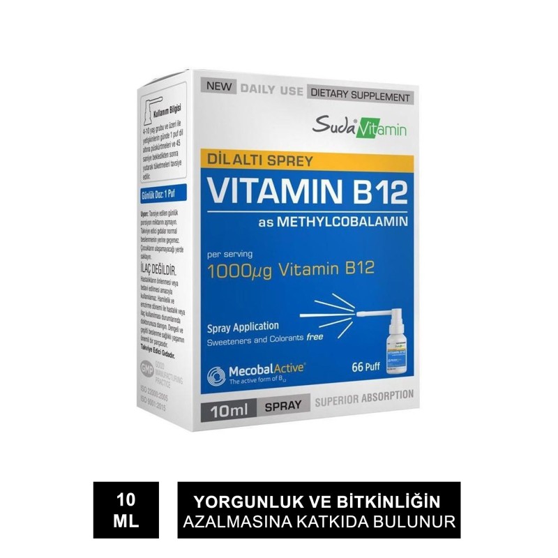 Suda Vitamin Vitamin B12 Dil Altı Spreyi 10 ml (S.K.T 02-2025)