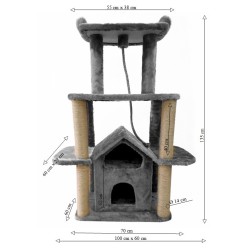 Daisy Kedi Evi ve Tırmalama TOWER PALACE Modeli GRİ