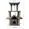 Daisy Kedi Evi ve Tırmalama TOWER PALACE Modeli GRİ