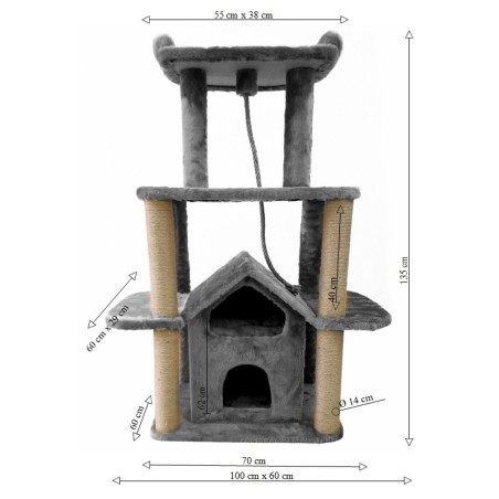 Daisy Kedi Evi ve Tırmalama TOWER PALACE Modeli BEJ