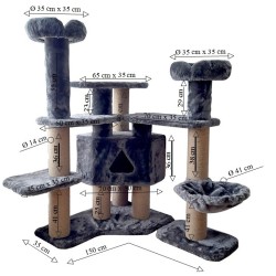 Daisy Kedi Evi ve Tırmalama FUN EDGE Modeli GRİ