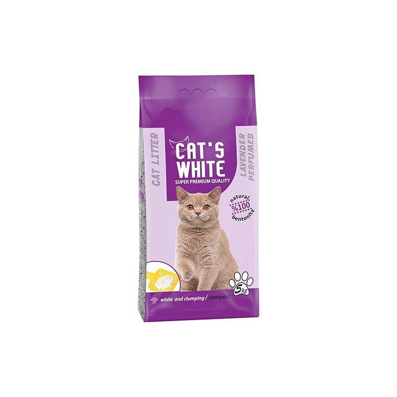 Cats White 5 Kg / 5.9 L Lavanta Kokulu İnce Taneli  Bentonit Kedi Kumu