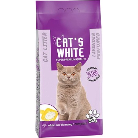 Cats White 5 Kg / 5.9 L Lavanta Kokulu İnce Taneli  Bentonit Kedi Kumu