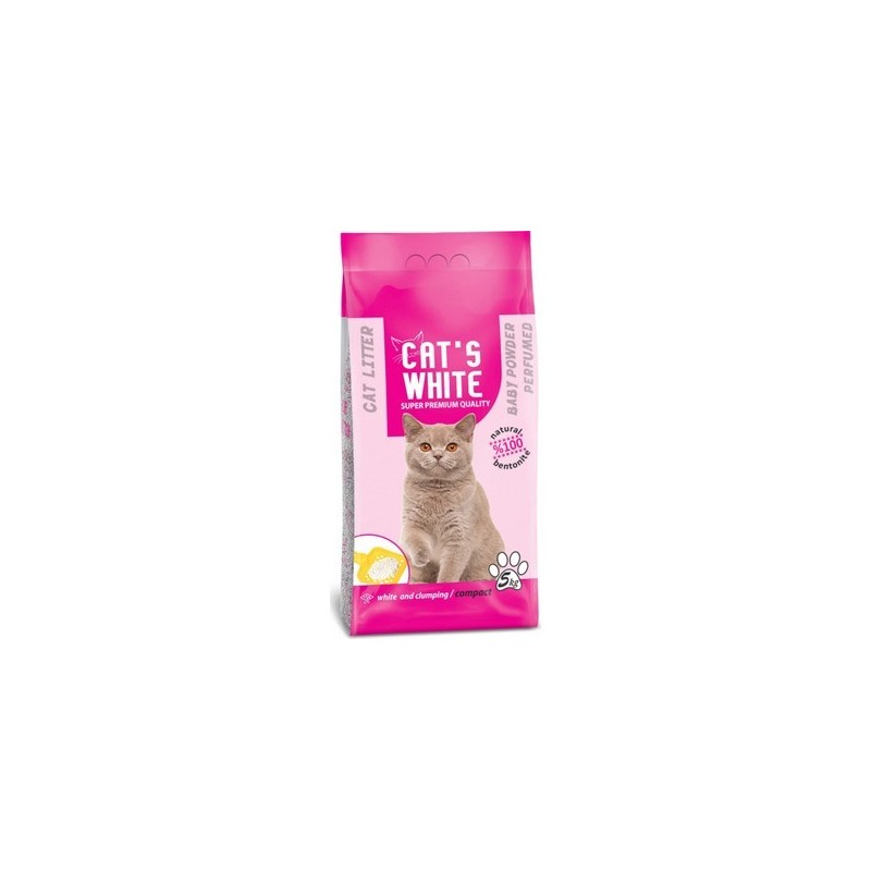 Cats White 5 Kg / 5.9 L Pudra Kokulu İnce Taneli  Bentonit  Kedi Kumu