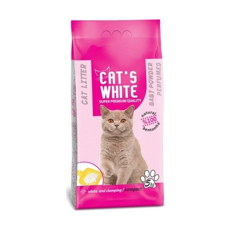 Cats White 5 Kg / 5.9 L Pudra Kokulu İnce Taneli  Bentonit  Kedi Kumu