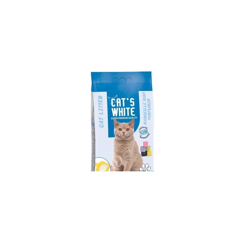 Cats White 5 Kg / 5.9 L Marsilya Sabunu Kokulu  İnce Taneli  Bentonit Kedi Kumu