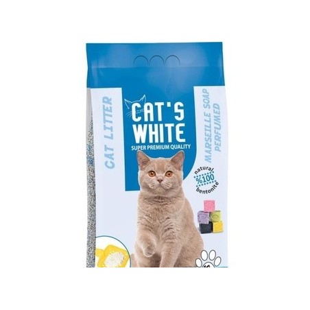 Cats White 5 Kg / 5.9 L Marsilya Sabunu Kokulu  İnce Taneli  Bentonit Kedi Kumu