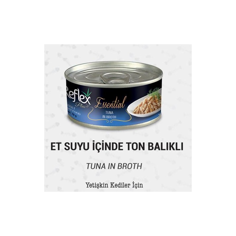 Reflex Plus+ Essential Et Suyu İçinde Ton Balıklı Yetişkin Kedi Maması 70Gr