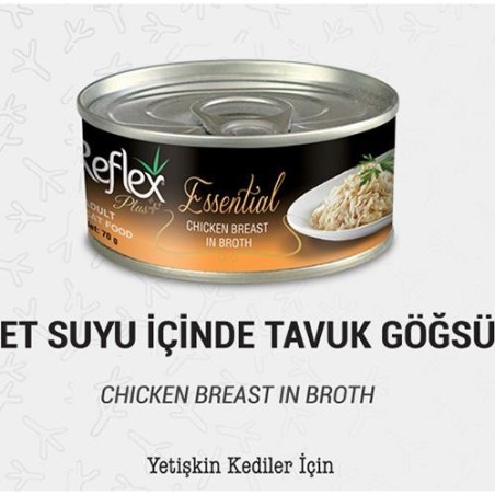 Reflex Plus+ Essential Et Suyu İçinde Tavuk Göğüs Etli Yetişkin Kedi Maması 70Gr