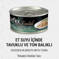 Reflex Plus+ Essential Et Suyu İçinde Tavuklu & Ton Balıklı Yetişkin Kedi Maması 70Gr