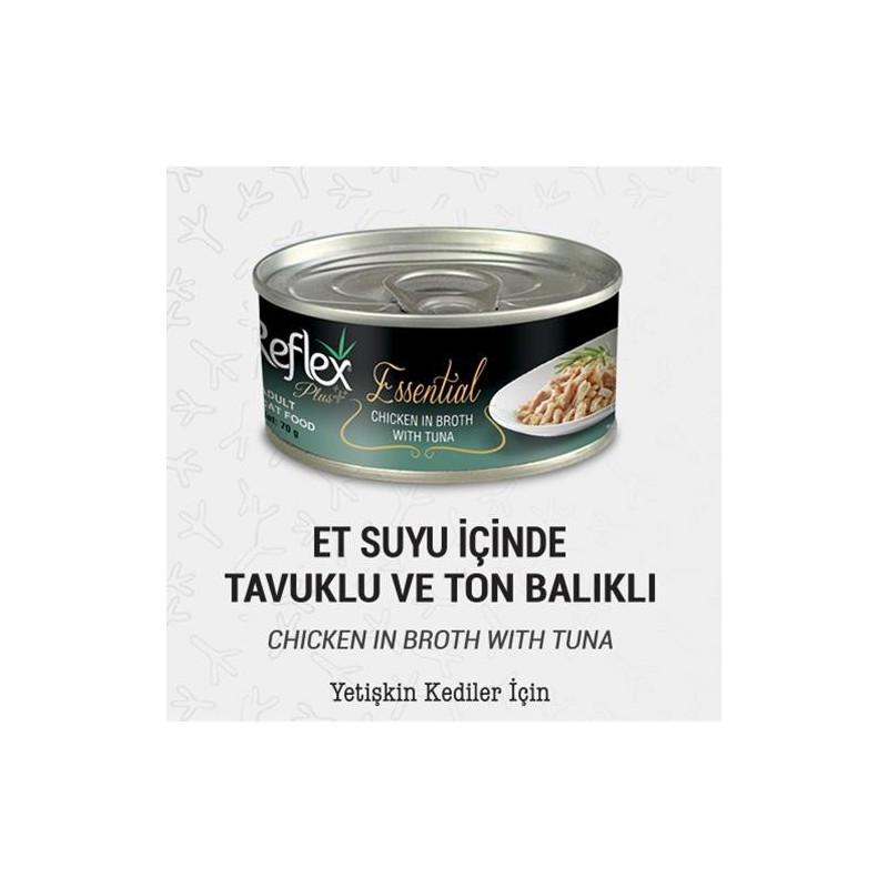 Reflex Plus+ Essential Et Suyu İçinde Tavuklu & Ton Balıklı Yetişkin Kedi Maması 70Gr