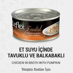 Reflex Plus+ Essential Et Suyu İçinde Tavuklu & Balkabaklı Yetişkin Kedi Maması 70Gr