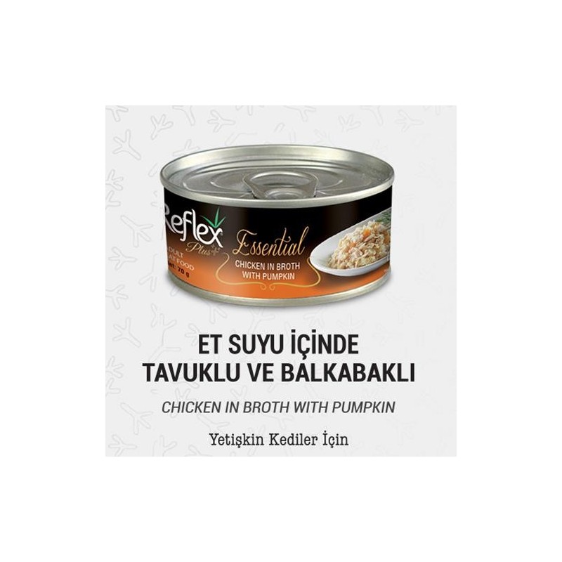 Reflex Plus+ Essential Et Suyu İçinde Tavuklu & Balkabaklı Yetişkin Kedi Maması 70Gr