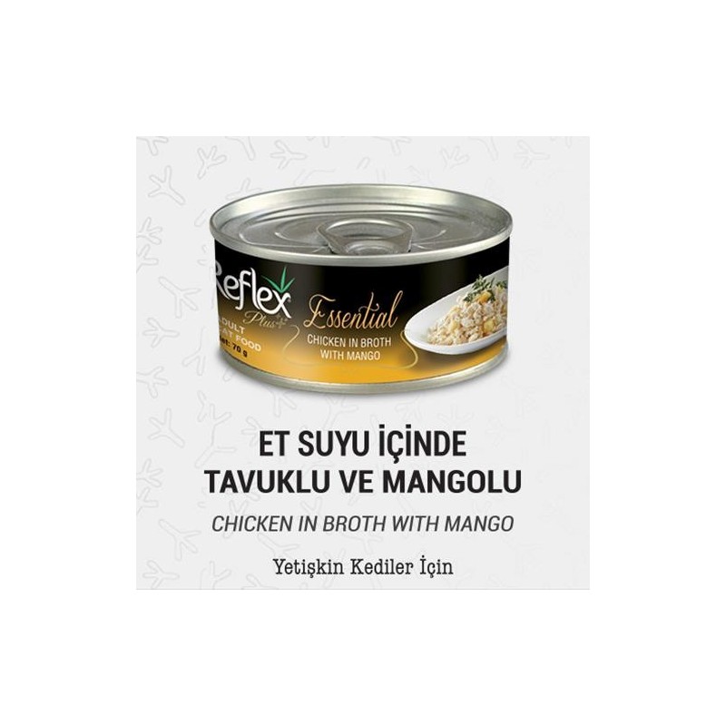Reflex Plus+ Essential Et Suyu İçinde Tavuklu & Mangolu Yetişkin Kedi Maması 70Gr