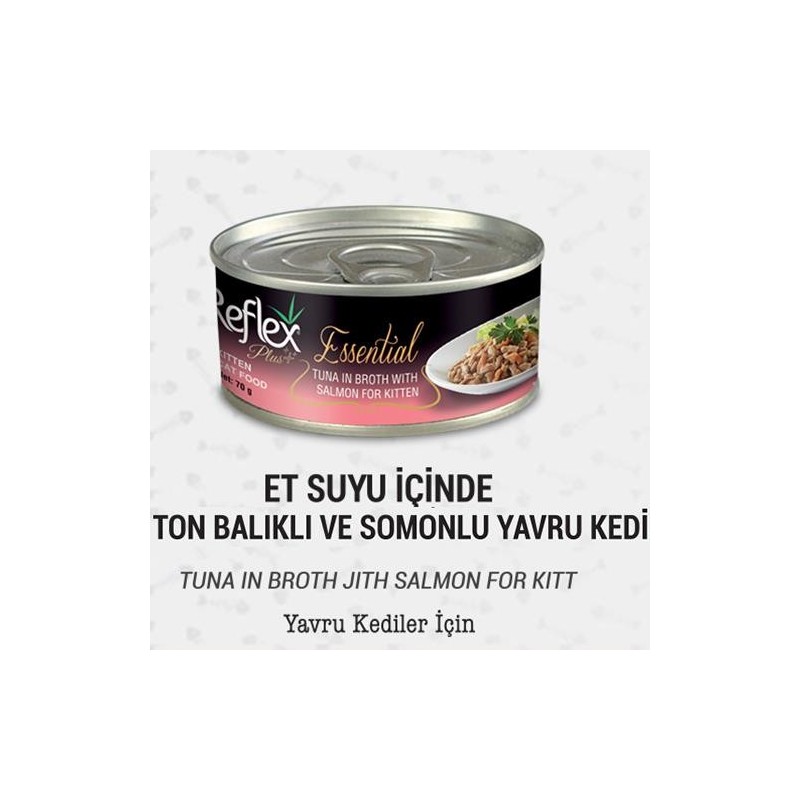 Reflex Plus+ Essential Et Suyu İçinde Ton Balıklı & Somonlu Yavru Kedi Maması 70Gr