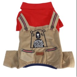 Paw Star Cool Dude Beige&Red Romper S-M-L-L-Xl-2Xl