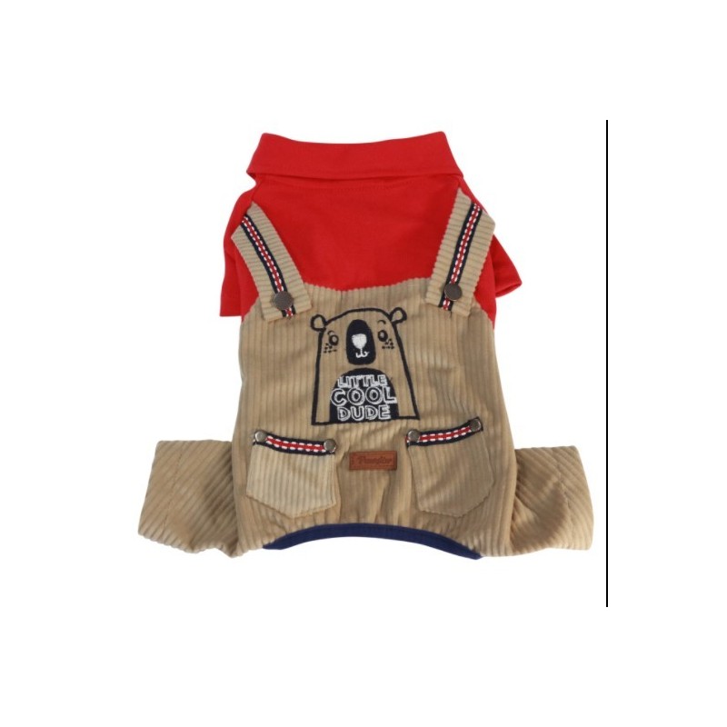 Paw Star Cool Dude Beige&Red Romper S-M-L-L-Xl-2Xl