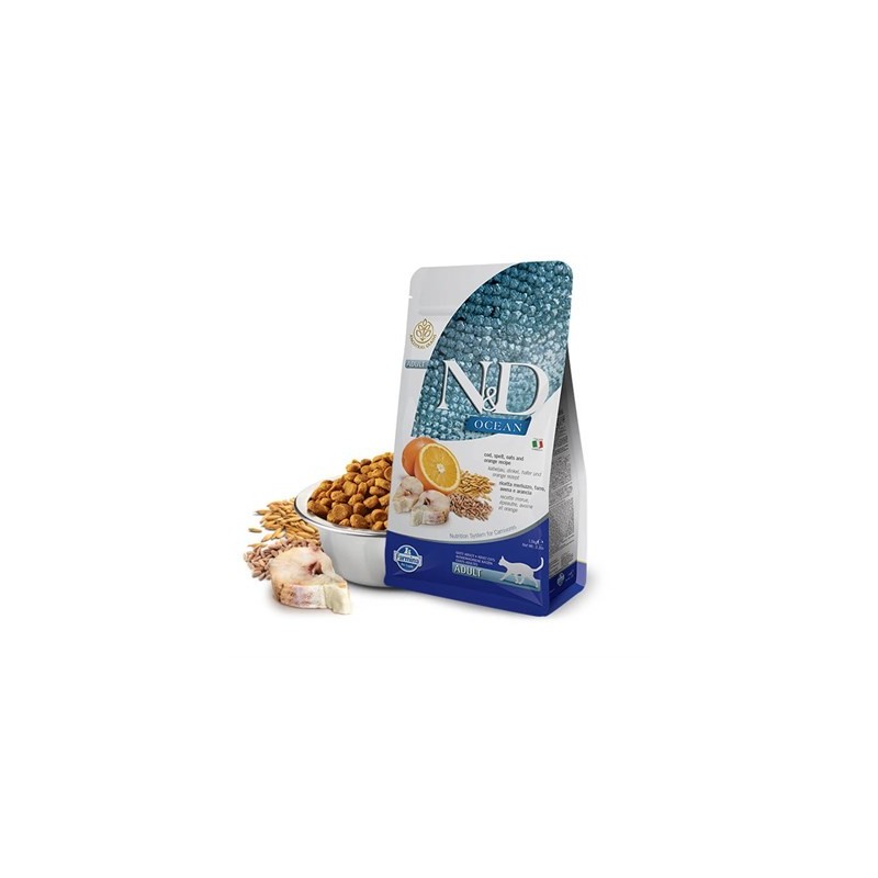 N&D Ocean Morina Balığı, K.Buğday,Yulaf&Portakal Adult 5 Kg