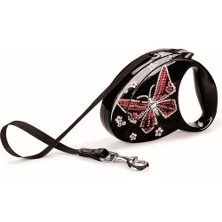 Flexi Luxury Glam Butterfly Swarovski Taşlı Medium Otomatik Gezdirme 25 Kg/5M
