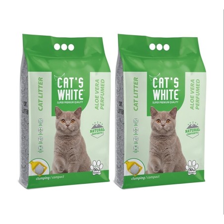 Cats White 10 Kg / 11.8 L Aloevera Kokulu  Kalın Taneli  Bentonit Kedi Kumu