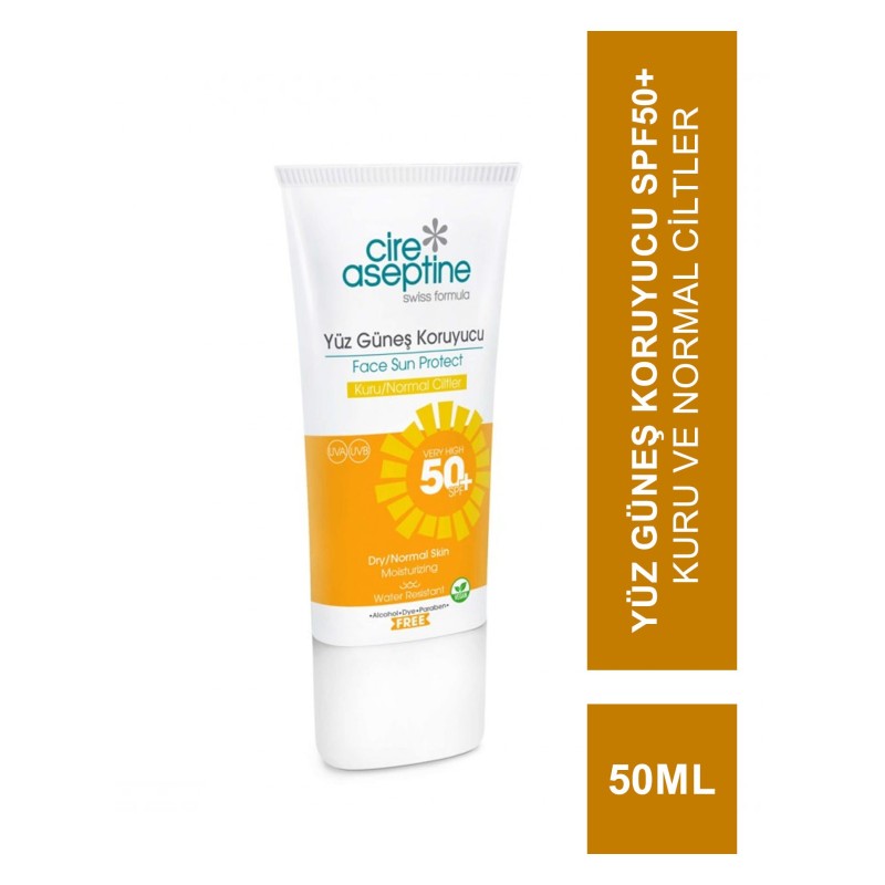 Cire Aseptine Yüz Güneş Koruyucu Spf50+ Kuru ve Normal Ciltler 50 ml