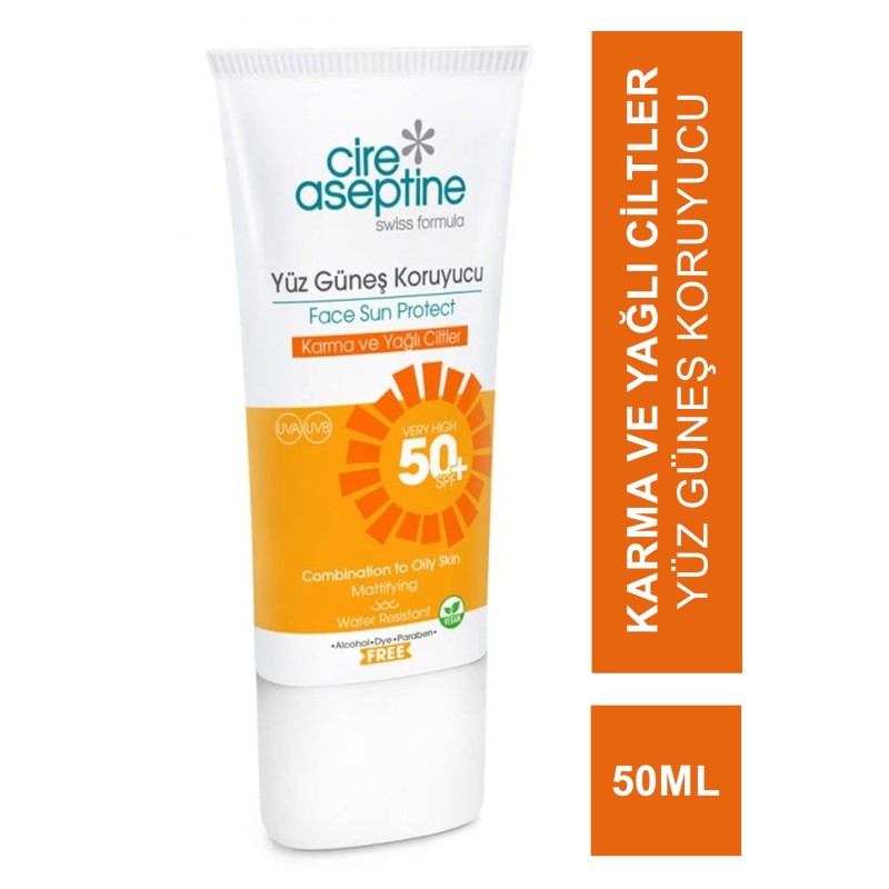 Cire Aseptine Sun Yüz Güneş Koruyucu Spf50+ Karma ve Yağlı Ciltler 50 ml