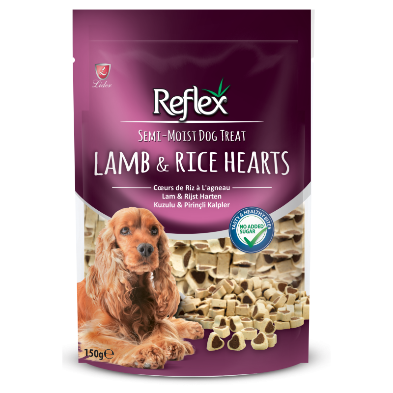 Reflex Semi-Moist Köpek Ödülü Kuzu&Prinç Kalpli 150 Gr