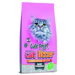 Cute Faces Pudra Kokulu Topaklanan Kalın Taneli  Kedi Kumu 10L.