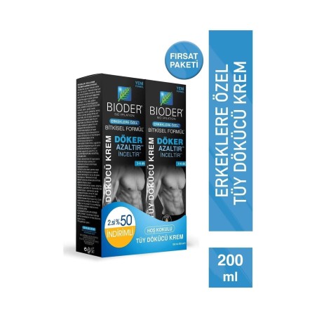 Bioder Erkeklere Özel Tüy Dökücü Krem Seti 100 + 100 ml