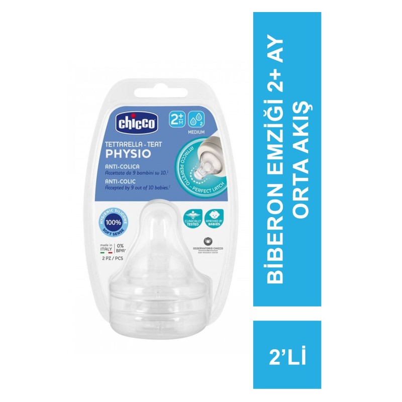 Chicco Physio 2’li Biberon Emziği 2+ Ay Orta Akış