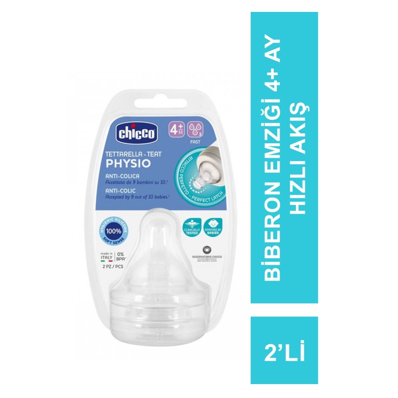 Chicco Physio 2’li Biberon Emziği 4+ Ay Hızlı Akış