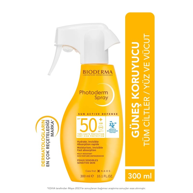 Bioderma Photoderm SPF 50+ Spray Tüm Ciltler için Sprey Form Yüksek Korumalı Güneş Koruyucu 300 ml Bioderma Photoderm SPF 50+ Spray Tüm Ciltler için Sprey Form Yüksek Korumalı Güneş Koruyucu 300 ml