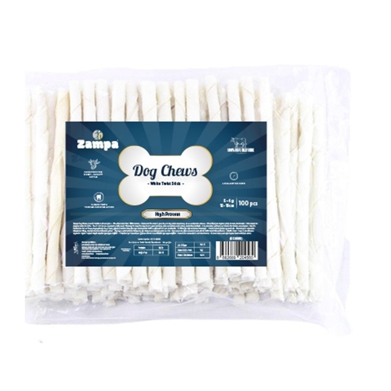 Zampa Beyaz Burgu Çubuk -Sticks- Kemik Köpek Ödülü 100 lü 5g