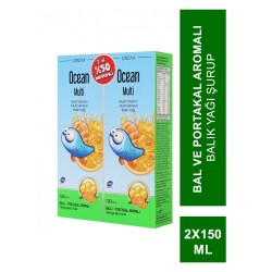 Ocean Multi Şurup Balık Yağı Bal ve Portakal Aromalı 150 ml  ( 2'li Set )(S.K.T 08-2024) (S.K.T 08-2024)