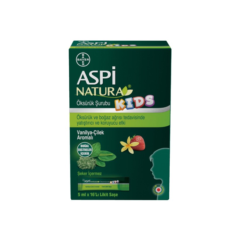Aspi Natura Kids 5 ml x 16 Saşe - Vanilya Çilek Aromalı