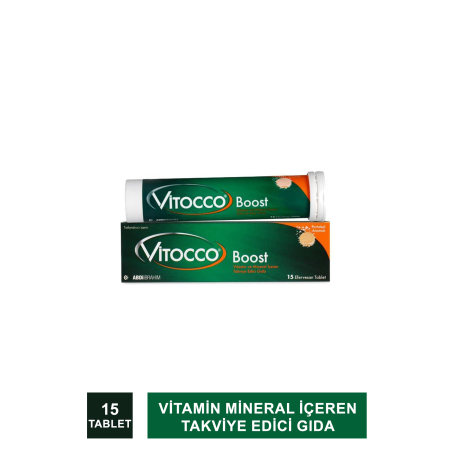 Vitocco Boost Vitamin Mineral İçeren Takviye Edici Gıda 15 Efervesan Tablet