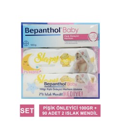 Bepanthol Baby Pişik Önleyici Merhem 100 Gr + 2 Paket Sleepy Sensitive Islak Havlu 90'lı Hediye