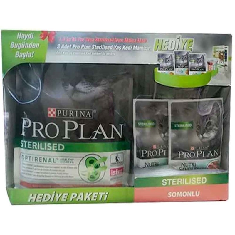 Pro Plan Sterılısed Kısırlaştırılmış Somonlu Kedi Maması 1,5Kg Konserve Hediye Peketi