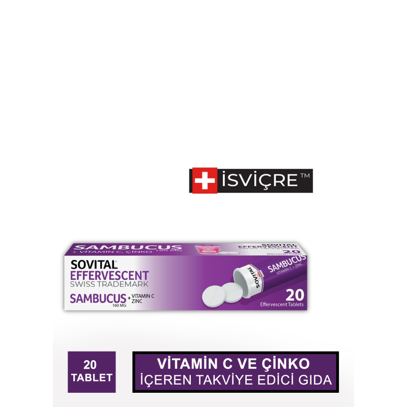 Sovital Sambucus ( Kara Mürver ) 20 Efervesan Tablet (S.K.T 10-2023)